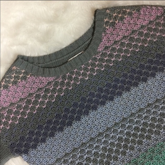 American Eagle Women’s Pastel Stripe Spring Cable Knit Lightweight XS Sweater - Picture 6 of 9